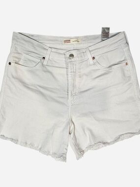 Signature by Levi Strauss White High-Rise Denim Shorts Raw Hem 12